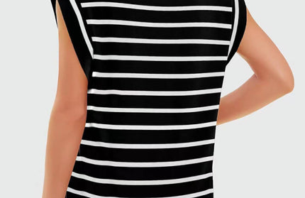 New round neck loose short sleeve T-shirt striped top