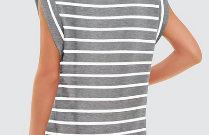 New round neck loose short sleeve T-shirt striped top