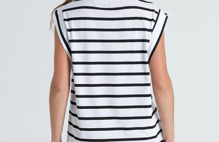 New round neck loose short sleeve T-shirt striped top