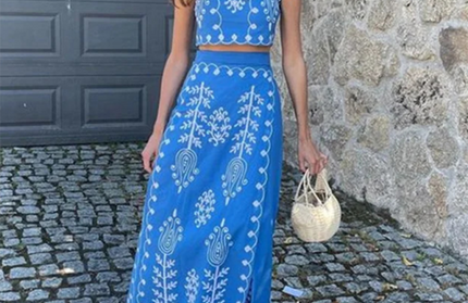 Printed Holiday Style Two-piece Dress