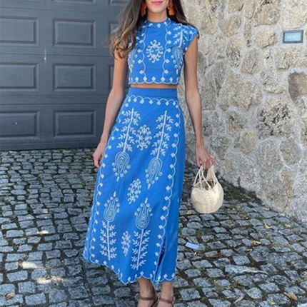 Printed Holiday Style Two-piece Dress