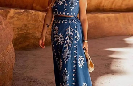 Printed Holiday Style Two-piece Dress