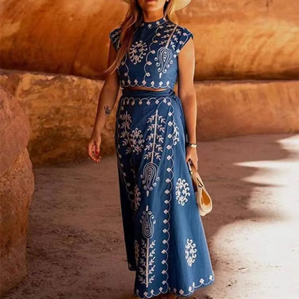 Printed Holiday Style Two-piece Dress
