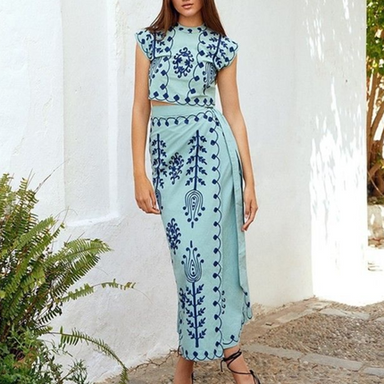 Printed Holiday Style Two-piece Dress