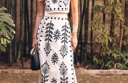 Printed Holiday Style Two-piece Dress