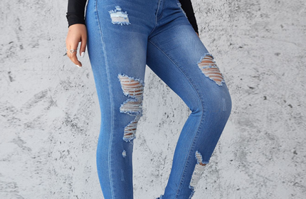 Ripped Hip Lift Skinny Jeans