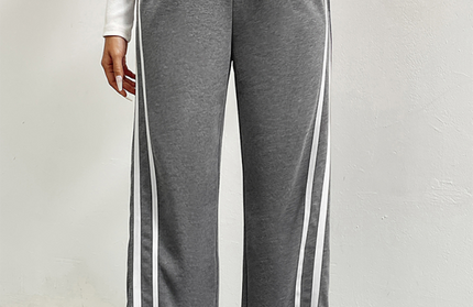Striped Stitching Wide Leg Pants