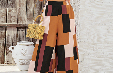 Casual Contrast Pants Set