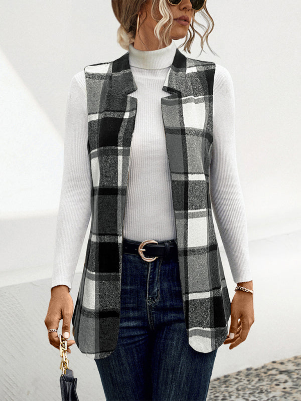 Loose Plaid Vest Jacket