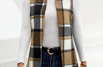 Loose Plaid Vest Jacket