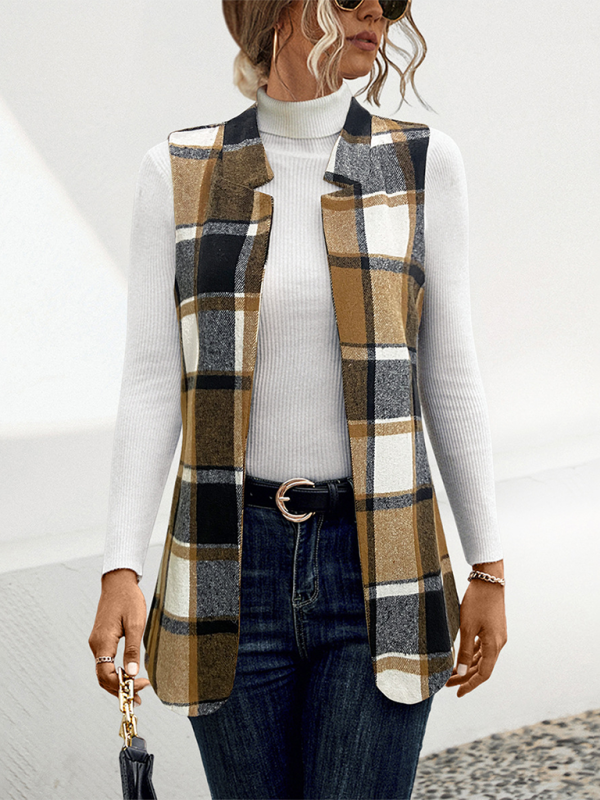 Loose Plaid Vest Jacket