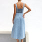 Buttoned Suspender Midi Skirt