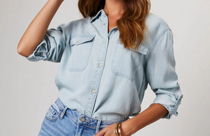 Casual Single Breasted Long Sleeved Denim Shirt
