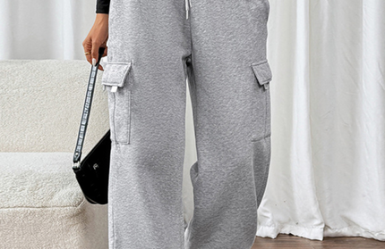 High Waist Pocket Straight Pants