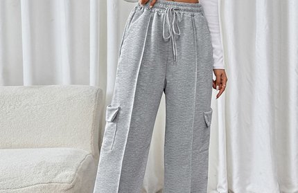 High Waist Pocket Straight Pants