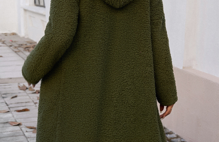 Casual Loose Hooded Plush Coat