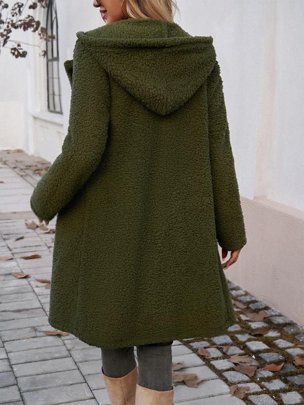 Casual Loose Hooded Plush Coat