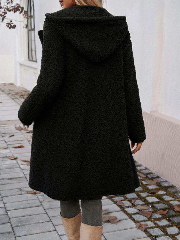 Casual Loose Hooded Plush Coat