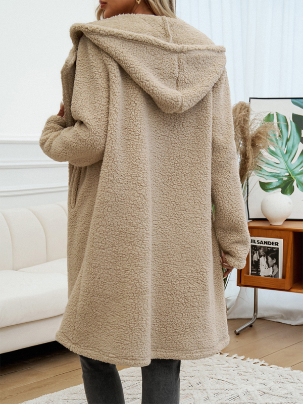 Casual Loose Hooded Plush Coat