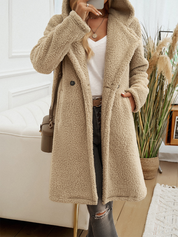 Casual Loose Hooded Plush Coat