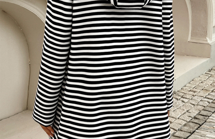 Striped Cardigan Hooded Knit Long Sleeve Coat