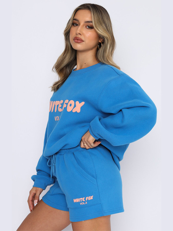 Street Style English Letter Print Sweat Suit