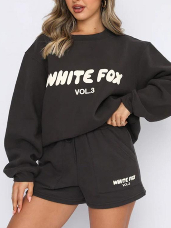 Street Style English Letter Print Sweater Set