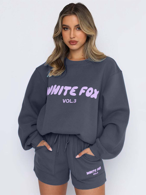 Street Style English Letter Print Sweater Set