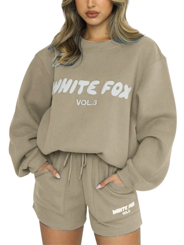 Street Style English Letter Print Sweat Suit