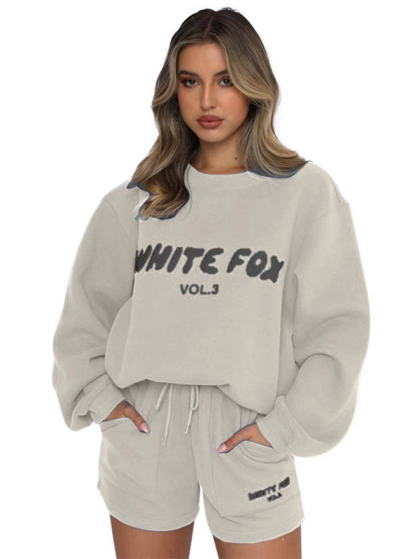 Street Style English Letter Print Sweater Set
