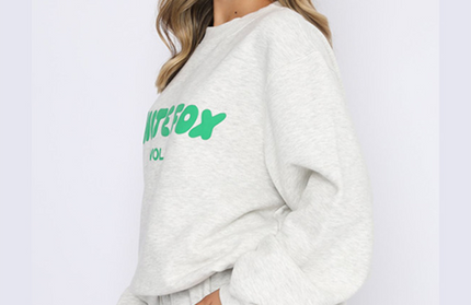 Street Style English Letter Print Sweat Suit