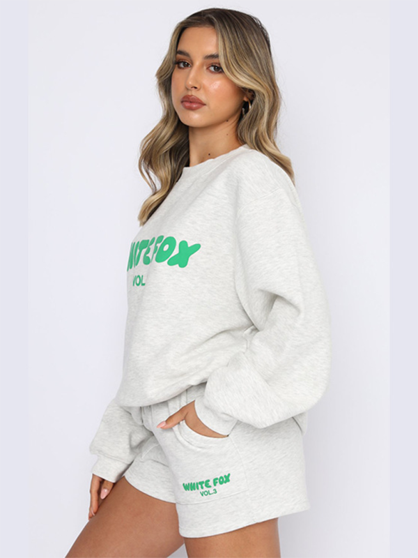 Street Style English Letter Print Sweat Suit