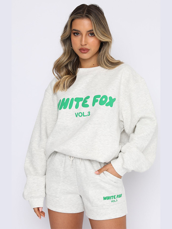 Street Style English Letter Print Sweat Suit