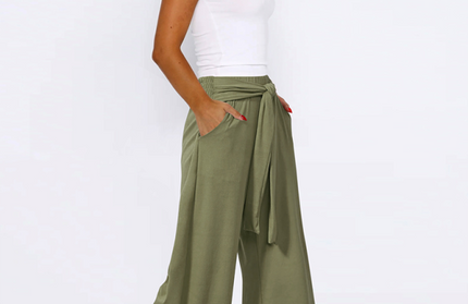Solid color drapey wide-leg pants, casual and versatile, soft and comfortable yoga pants