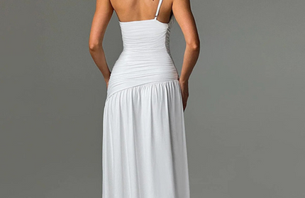 Strapless off-shoulder Slit A-line dress
