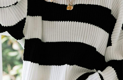 Striped Knit Flare Sleeve Sweater