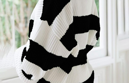 Striped Knit Flare Sleeve Sweater