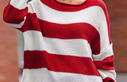 Striped Knit Flare Sleeve Sweater