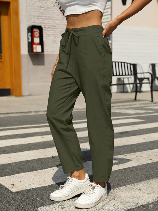 High Waist Button Straight Leg Pants