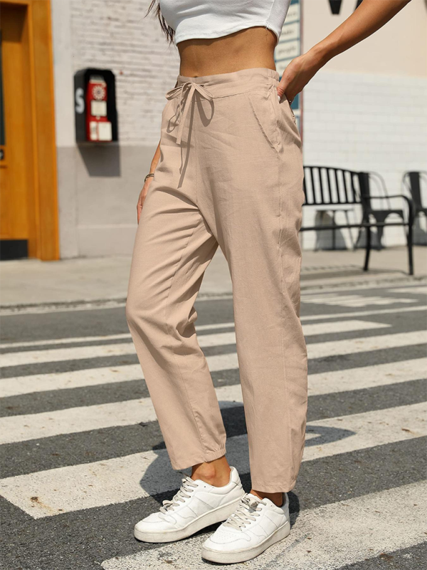 High Waist Button Straight Leg Pants