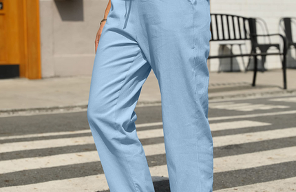High Waist Button Straight Leg Pants
