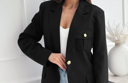 Long Sleeved Double Breasted Plaid Blazer