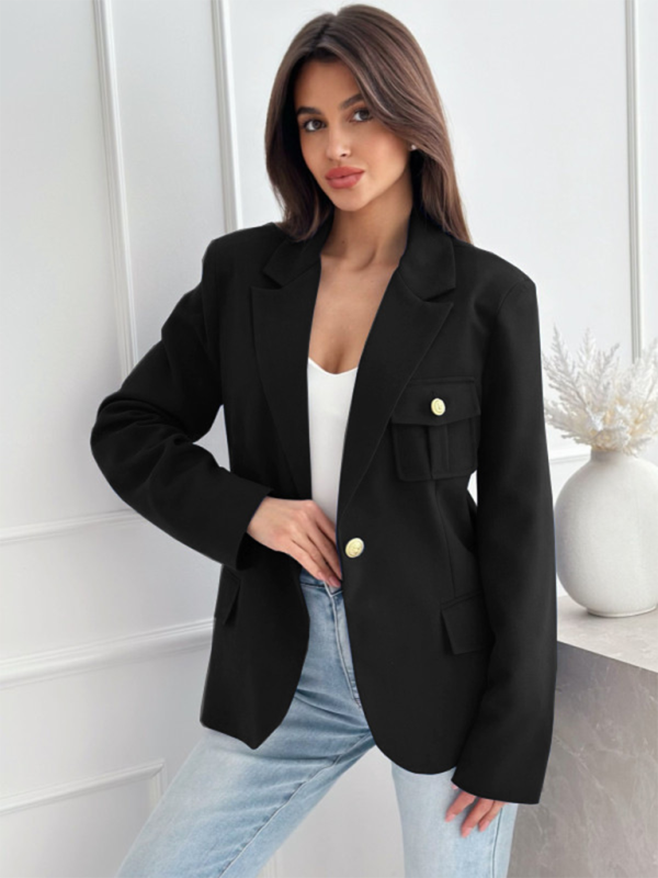 Long Sleeved Double Breasted Plaid Blazer