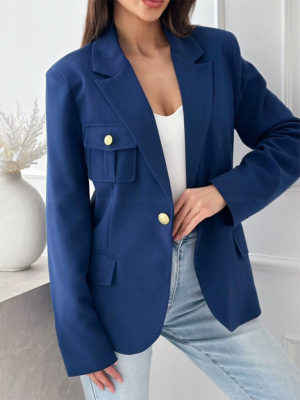 Long Sleeved Double Breasted Plaid Blazer