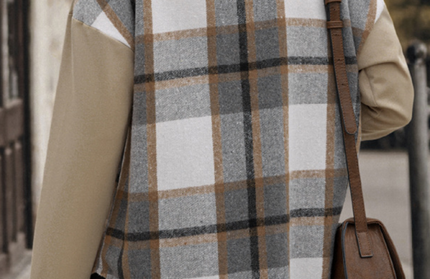 Lapel Plaid Single Breasted Long Sleeve Jacket