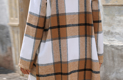 Retro Classic Plaid Long Hooded Jacket