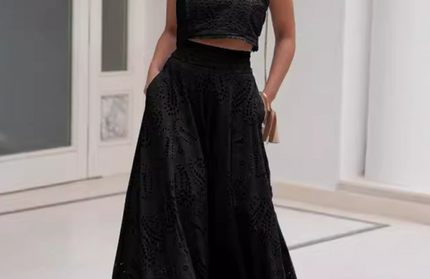 Sleeveless Long Dress Pocket Suit