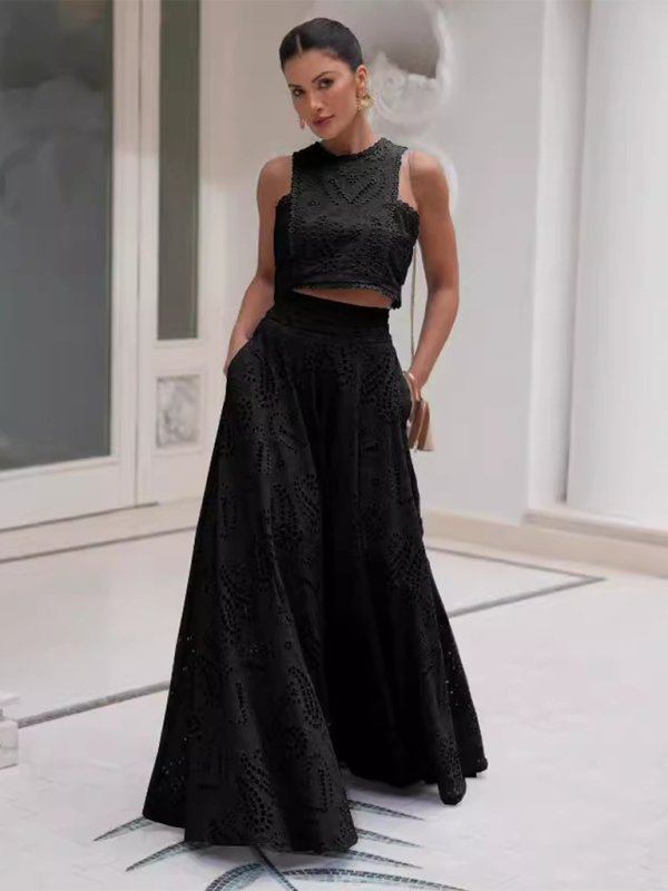 Sleeveless Long Dress Pocket Suit