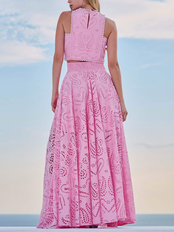 Sleeveless Long Dress Pocket Suit