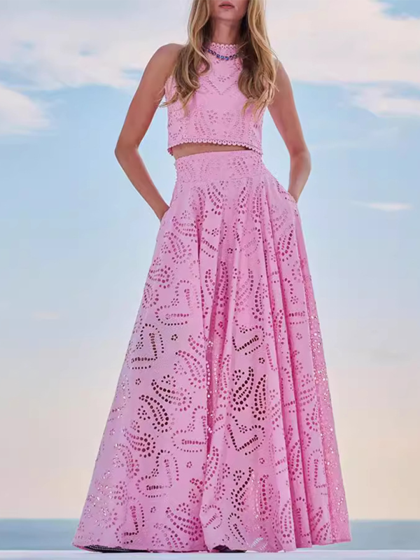 Sleeveless Long Dress Pocket Suit